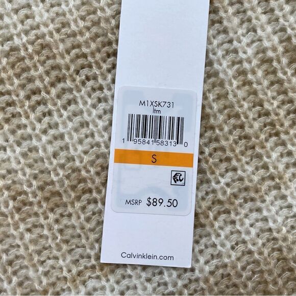 Calvin klein beige stripe turtleneck sweater | NWT - Picture 11 of 13
